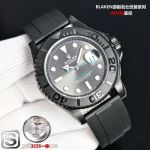 SJ Factory Rolex Yacht-Master 40mm Titanium 3235 Movement Black Face Flurorubber Strap Blue Second Watch